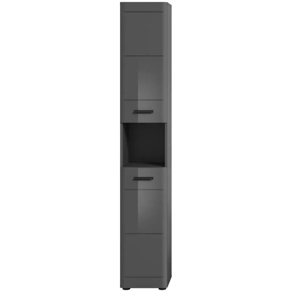 Hioshop Soft kolomkast 2 deuren- 1 plank grijs hoogglans- grijs