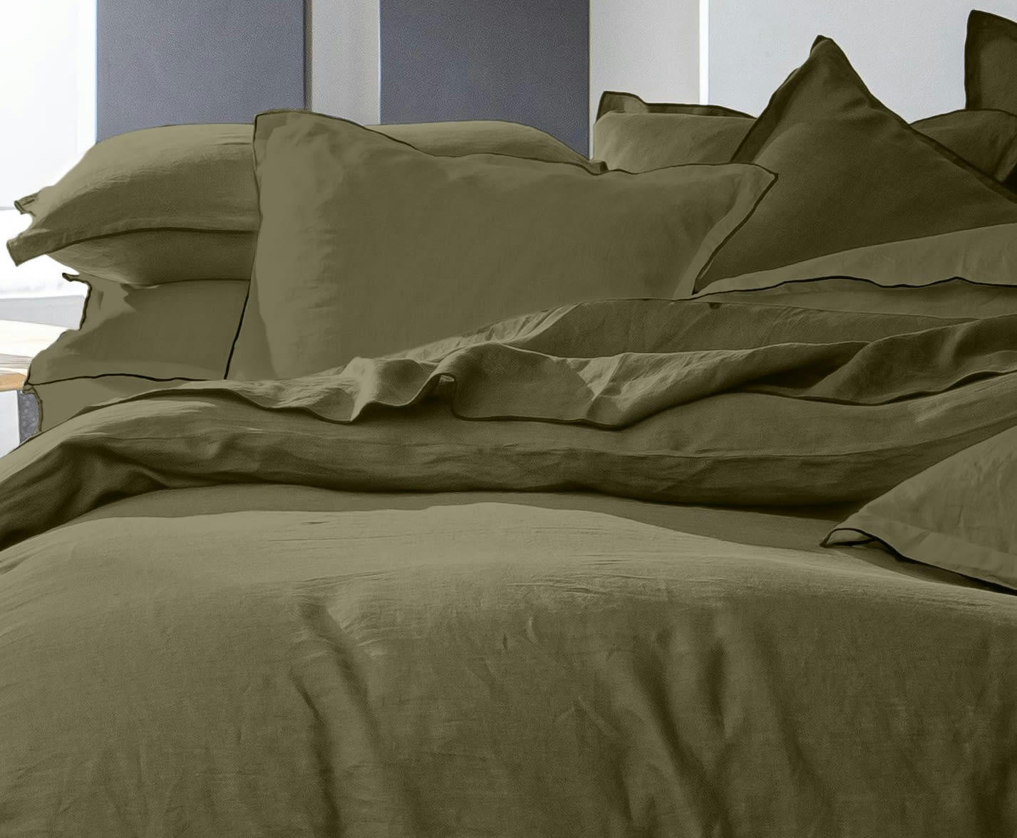 UNI - Housse de couette lin lave vert 240x260 cm