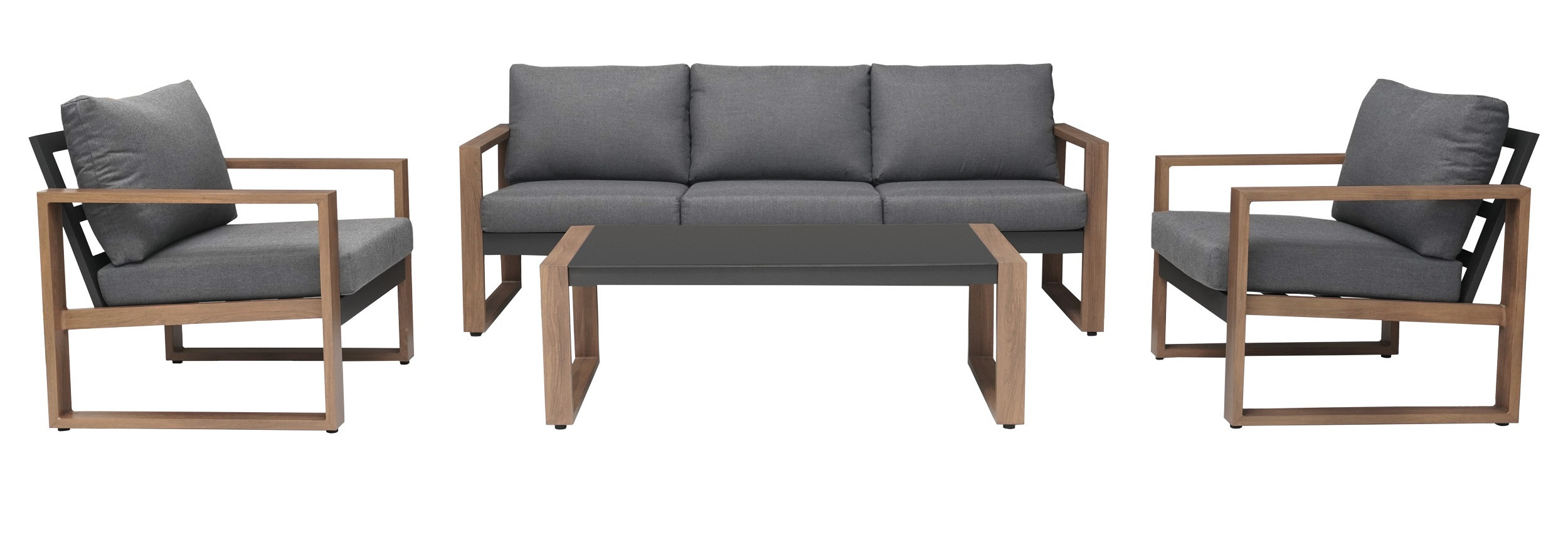 Zestaw Mebli Ogrodowych DUISBURG Sofa Fotel Stolik antracyt/brązowy