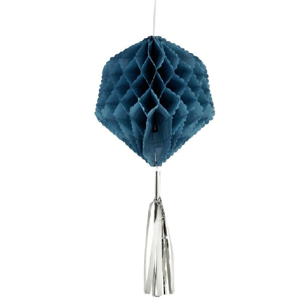 Suspension en papier bleu de forme géométrique x 3