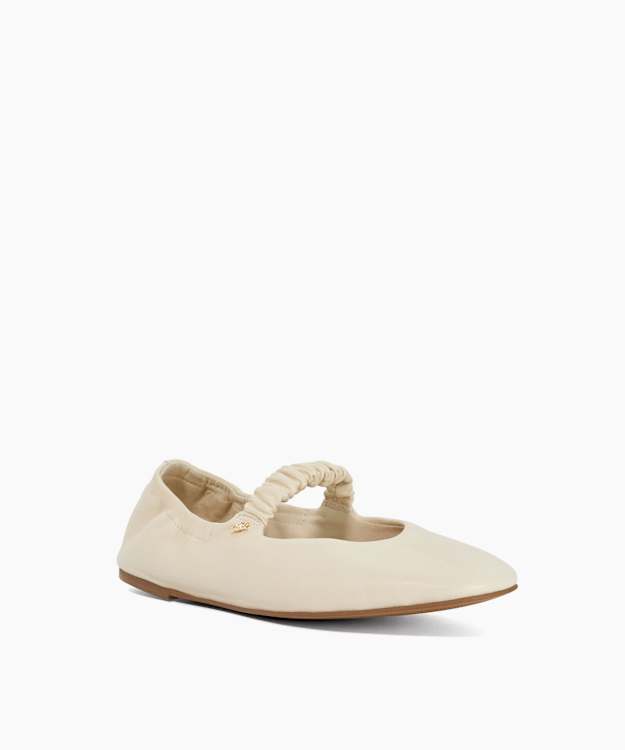 Hazy Ecru - Ruched Detail Mary Janes