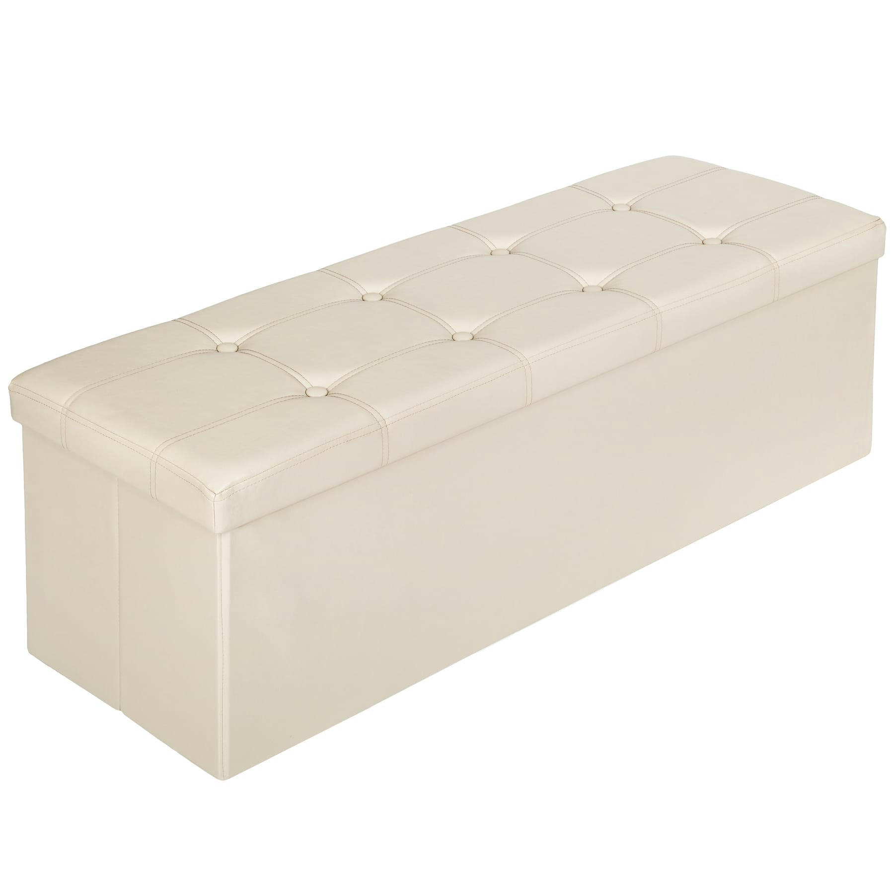 - Banc Tabouret Coffre de rangement Pliable beige
