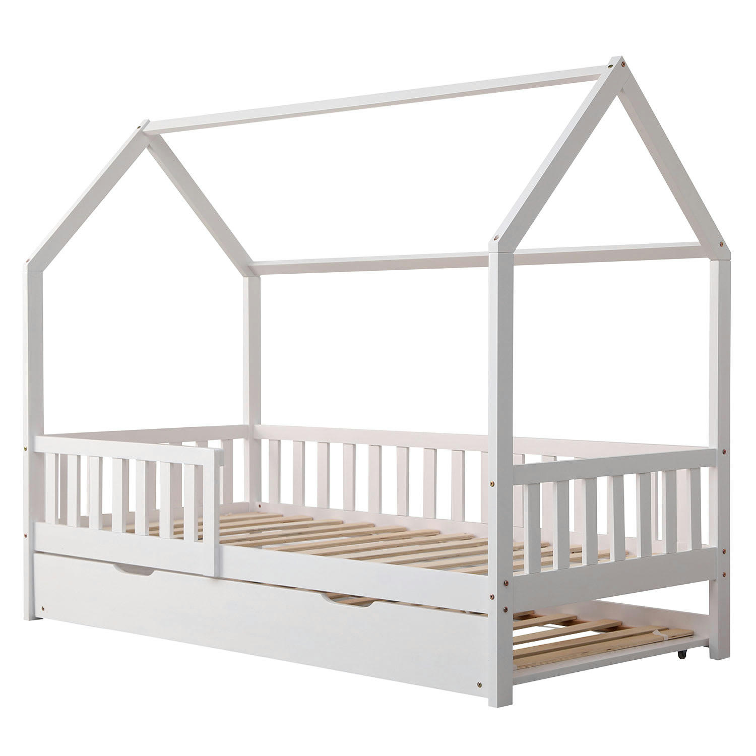 MARCEAU - Lit cabane gigogne pour enfant 190x90cm blanc
