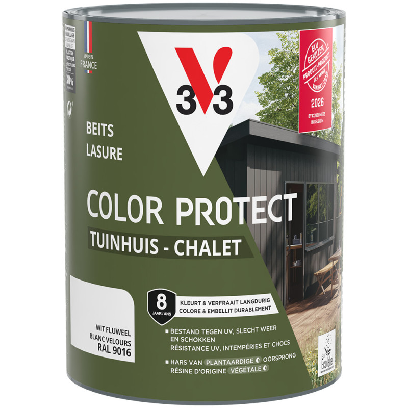 Lasure pour chalet Color Protect blanc 0,75 L V33