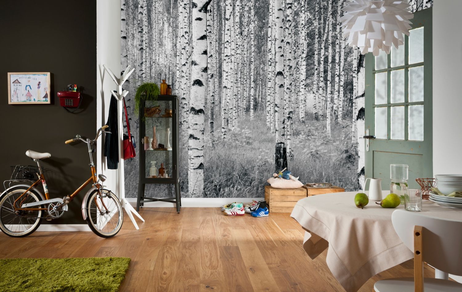 Komar fotobehang Woods zwart wit - 368 x 248 cm - 611122