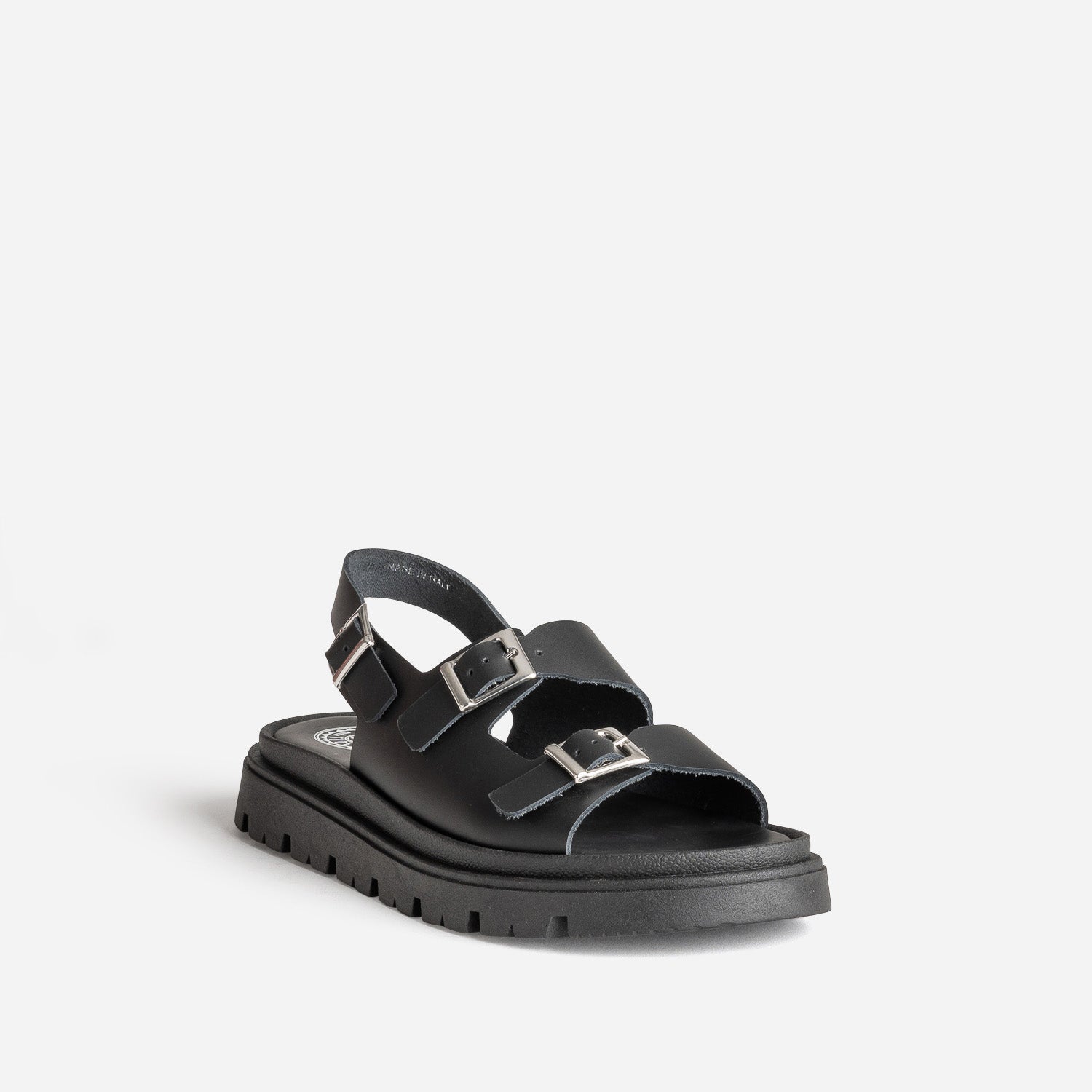 Sandale BUGGY noir cuir semelle crantée
