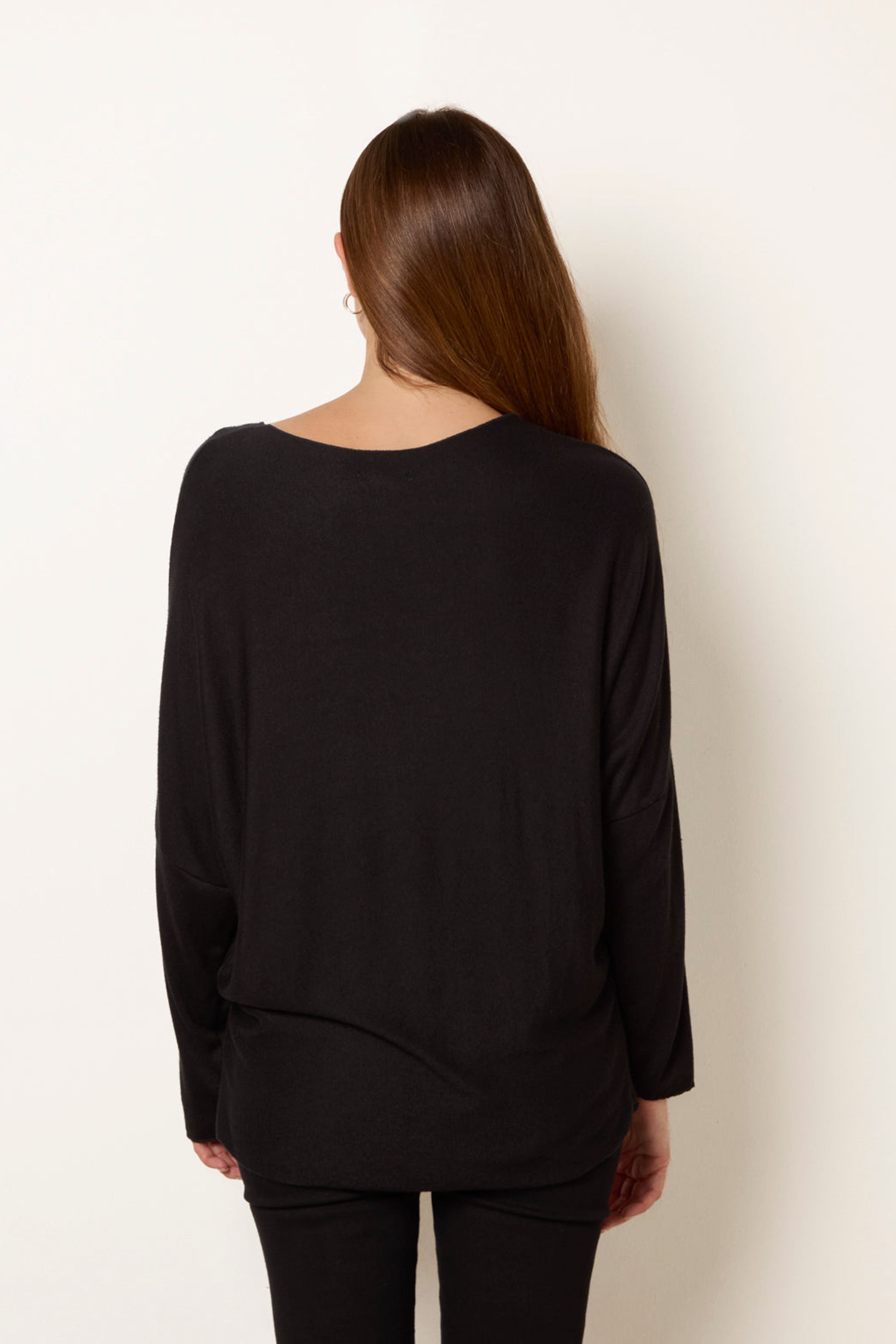 Blue Vanilla Black Embroidered Sequin Flower Top