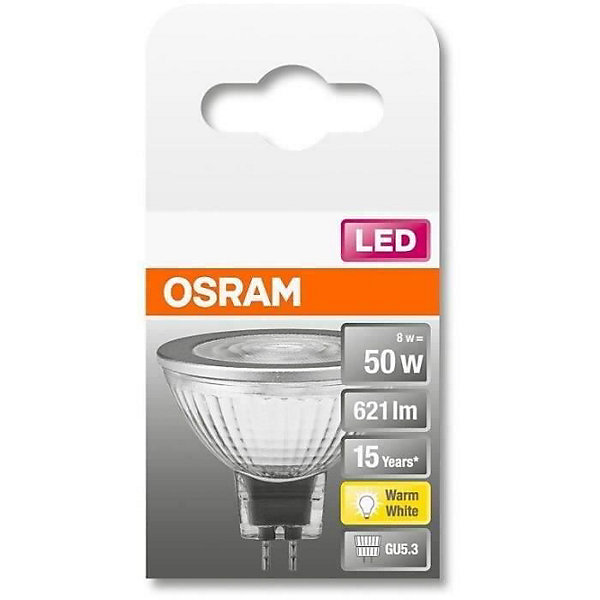 OSRAM Spot MR16 LED 36 verre 8W GU5,3 621lm 2700K - Blanc chaud