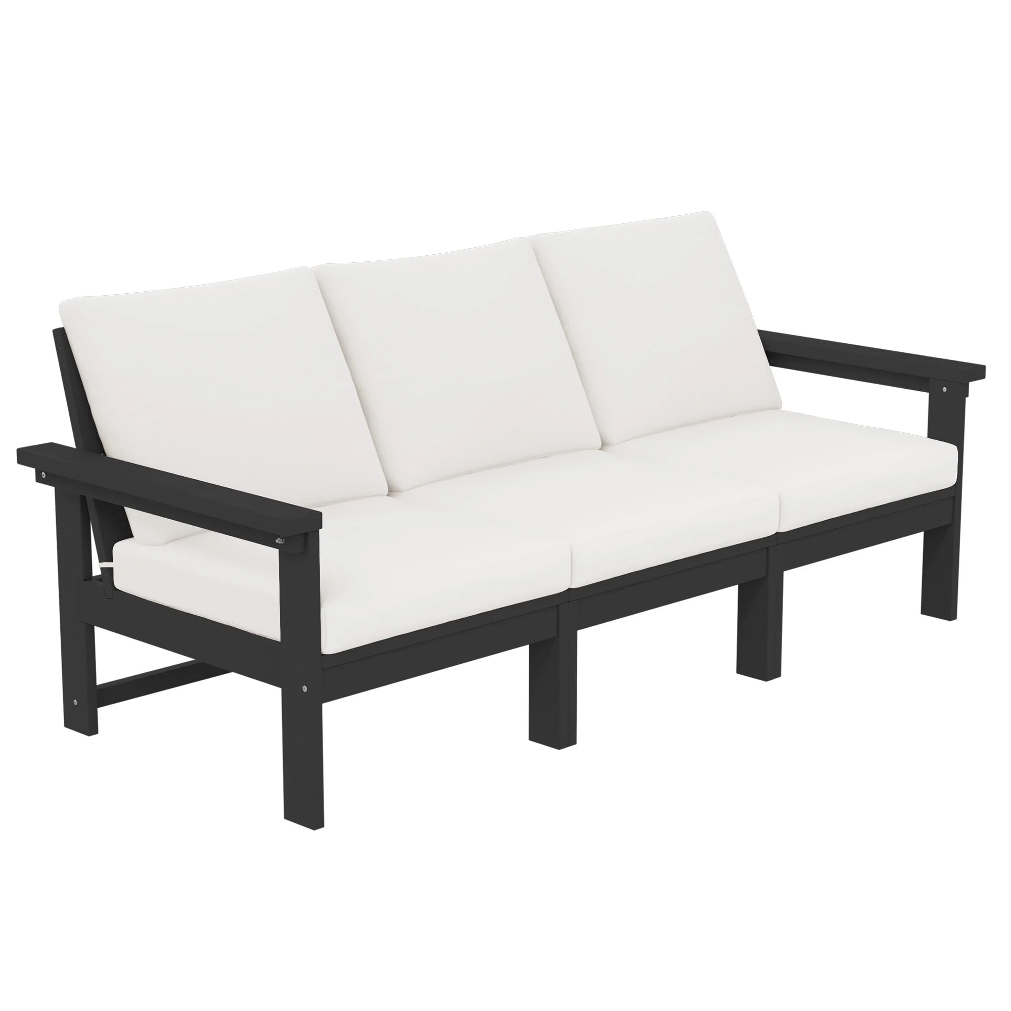 Outdoor Patio HDPE 3-Seat Sofa, 3 Removable Cushions Included