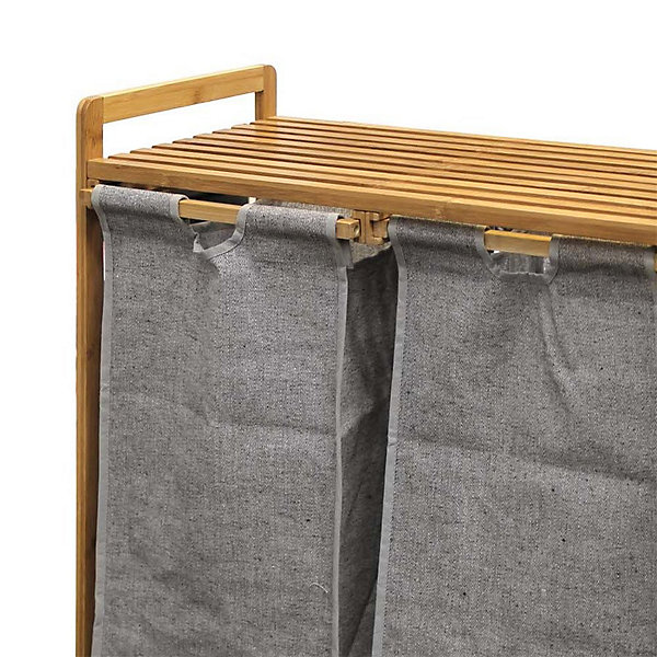Meuble à linge 2 paniers amovibles bambou Tao