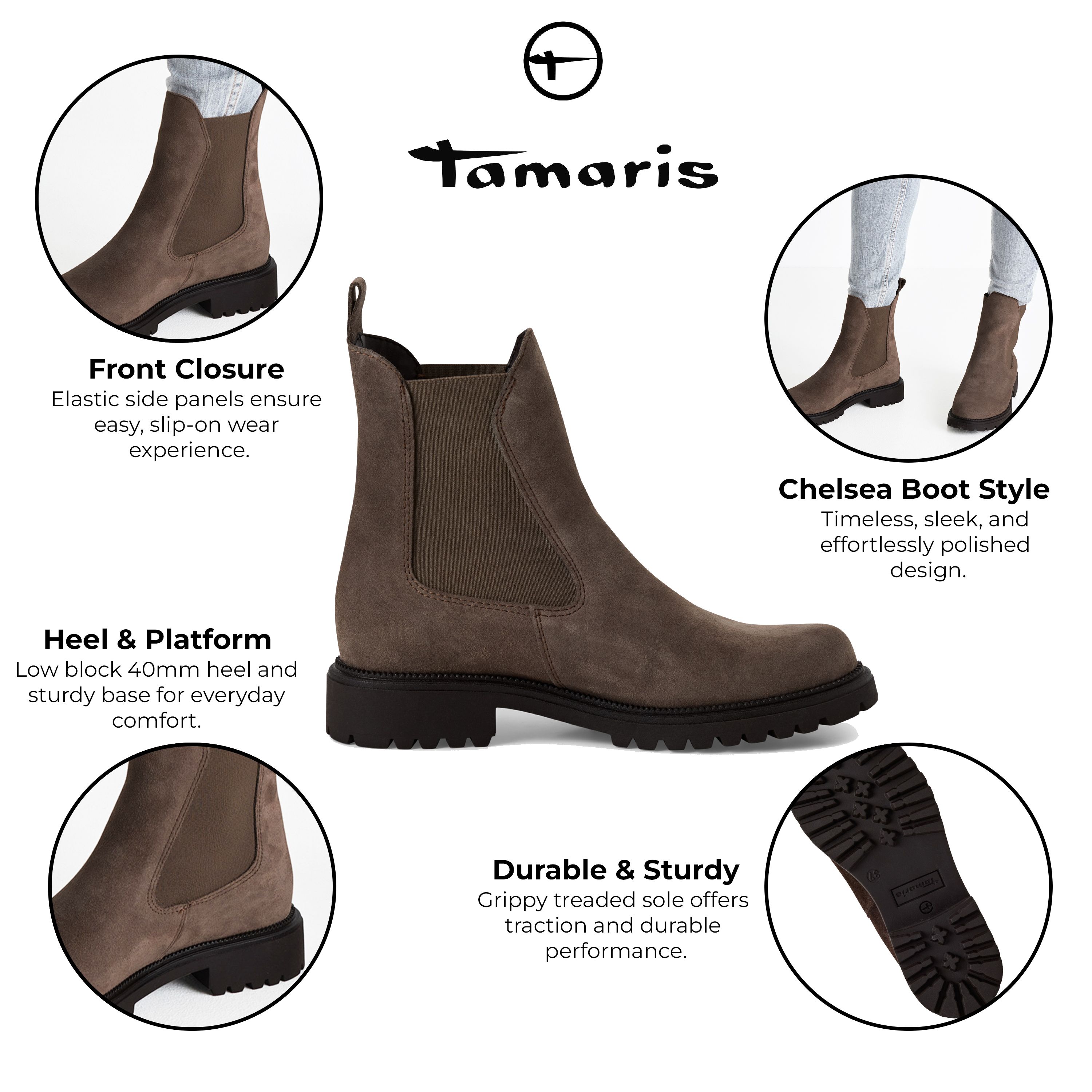 Infinity Leather Tamaris Leather Classic High Chelsea Ankle Boots