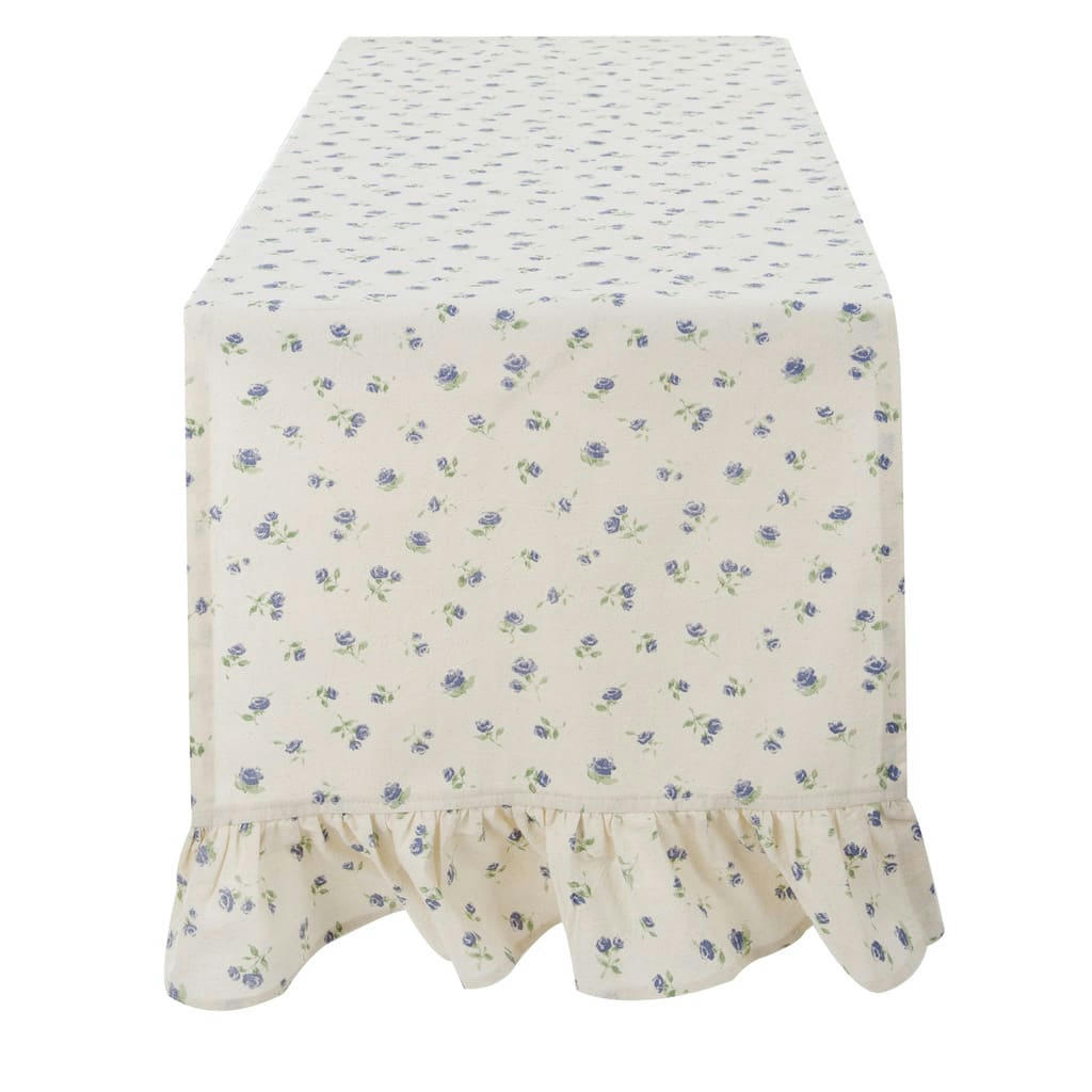 - Chemin de table en coton avec fleurs