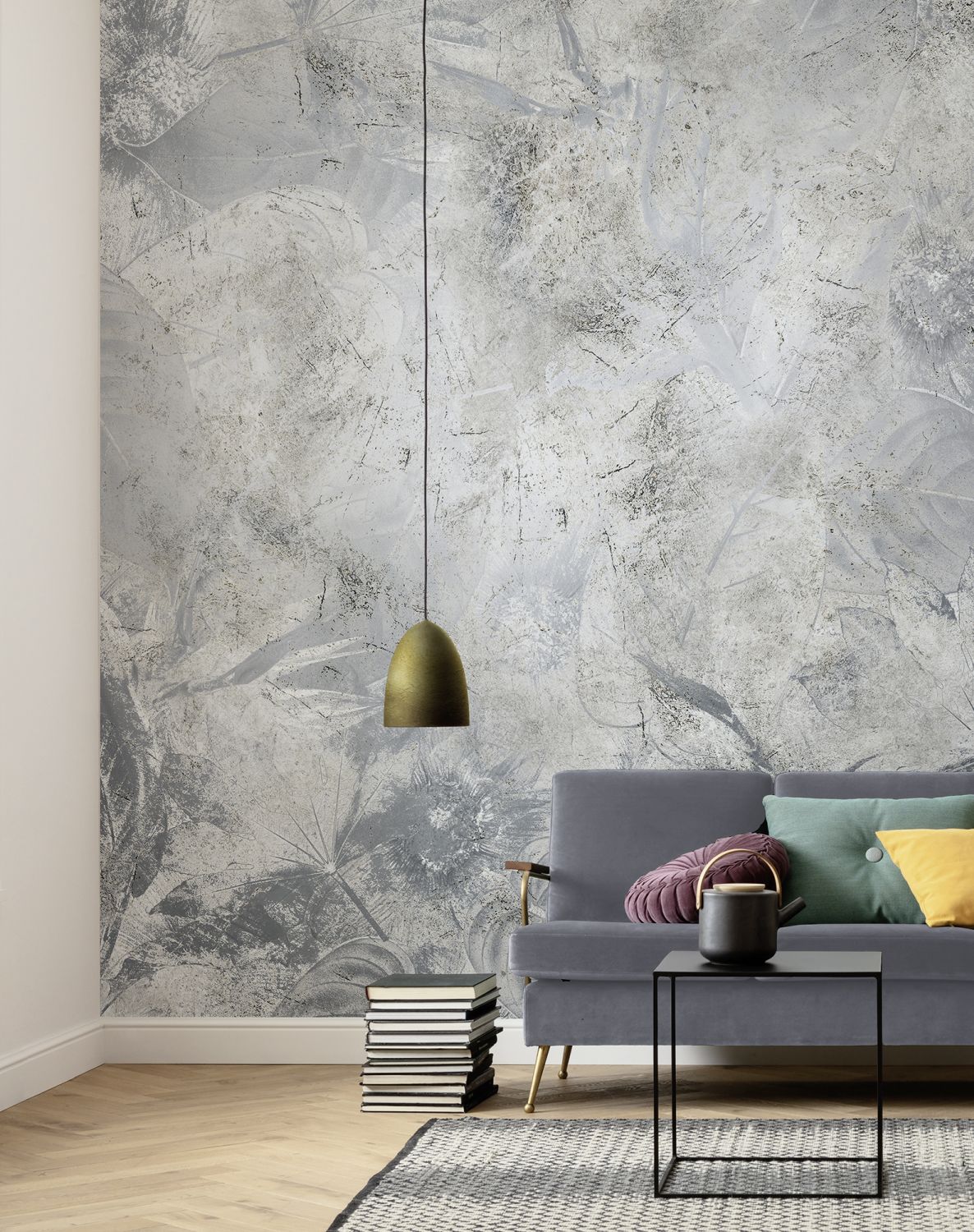 Sanders & Sanders fotobehang bladeren grijs - 200 x 280 cm - 612464