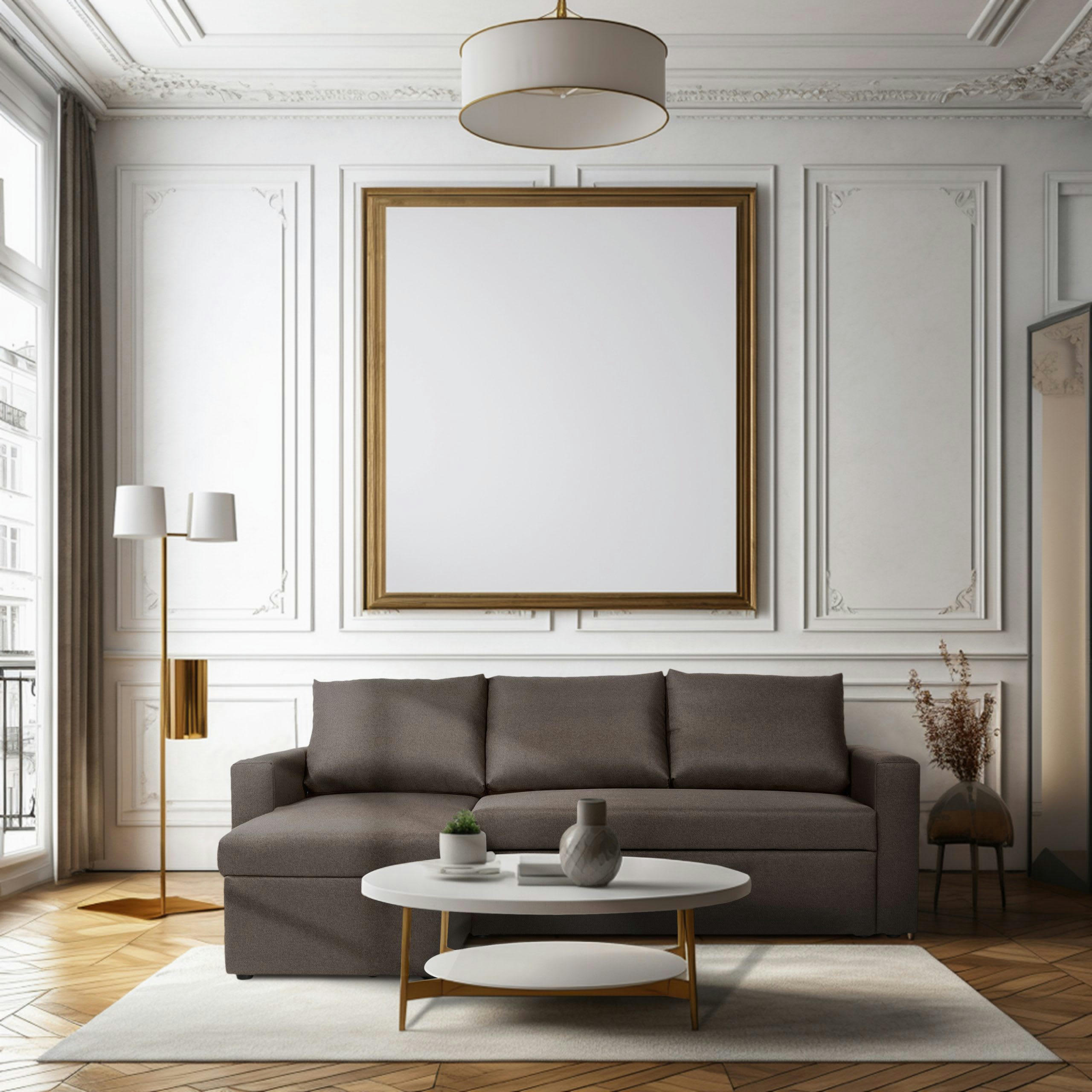 ALEDO - Canapé d'angle réversible convertible 4 places en tissu marron