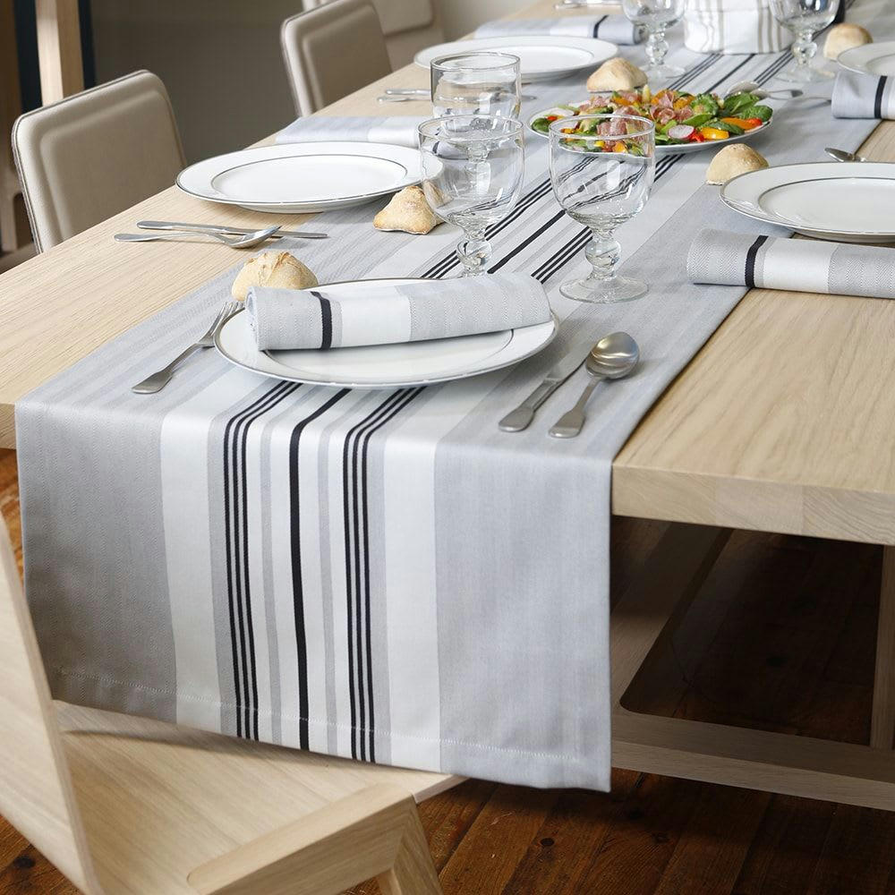 DONIBANE - Chemin de table coton Gris 50x155 cm