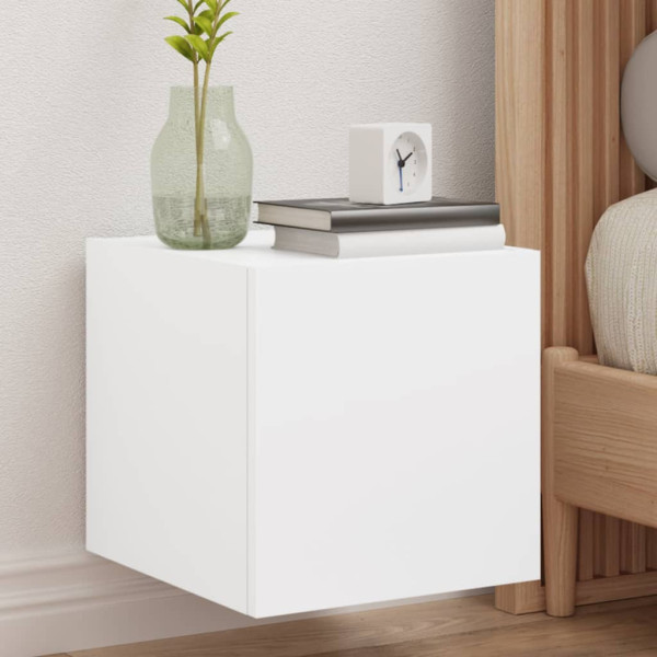 Szafka Wisząca RTV Stolik Półka Szafka Ścienna Biała LED 30.5x35x30 cm