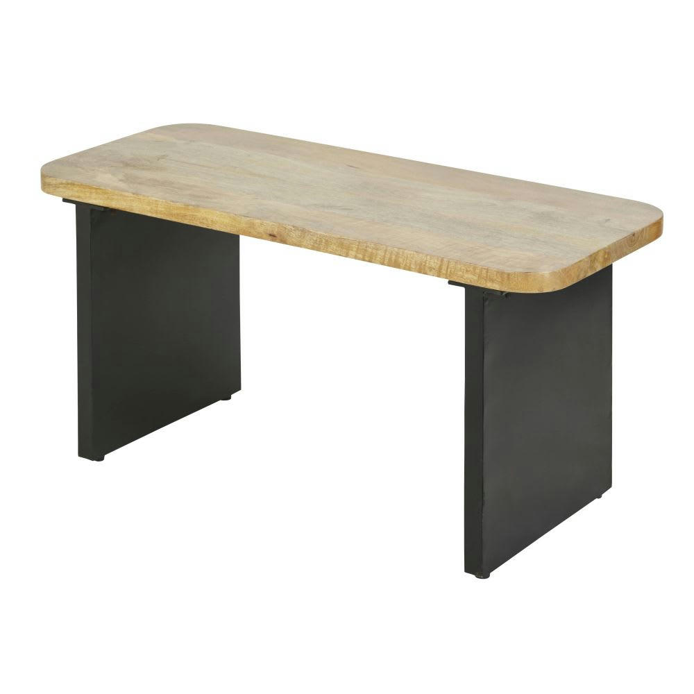 - Petit banc en bois de manguier et métal noir