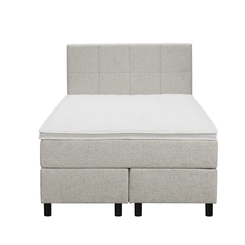 Boxspring Liv geblokt - ecru - 120x200 cm - ronde poot