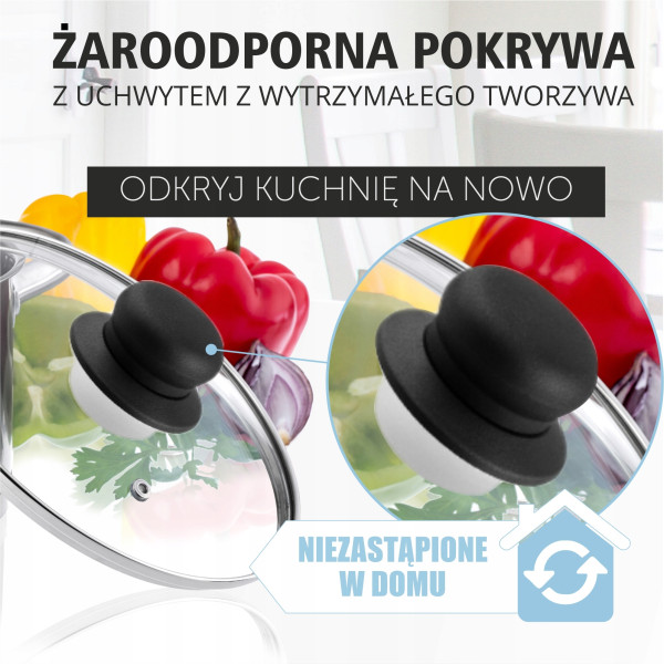 Pokrywa Do Garnka Patelni Żaroodporna Szklana 22cm