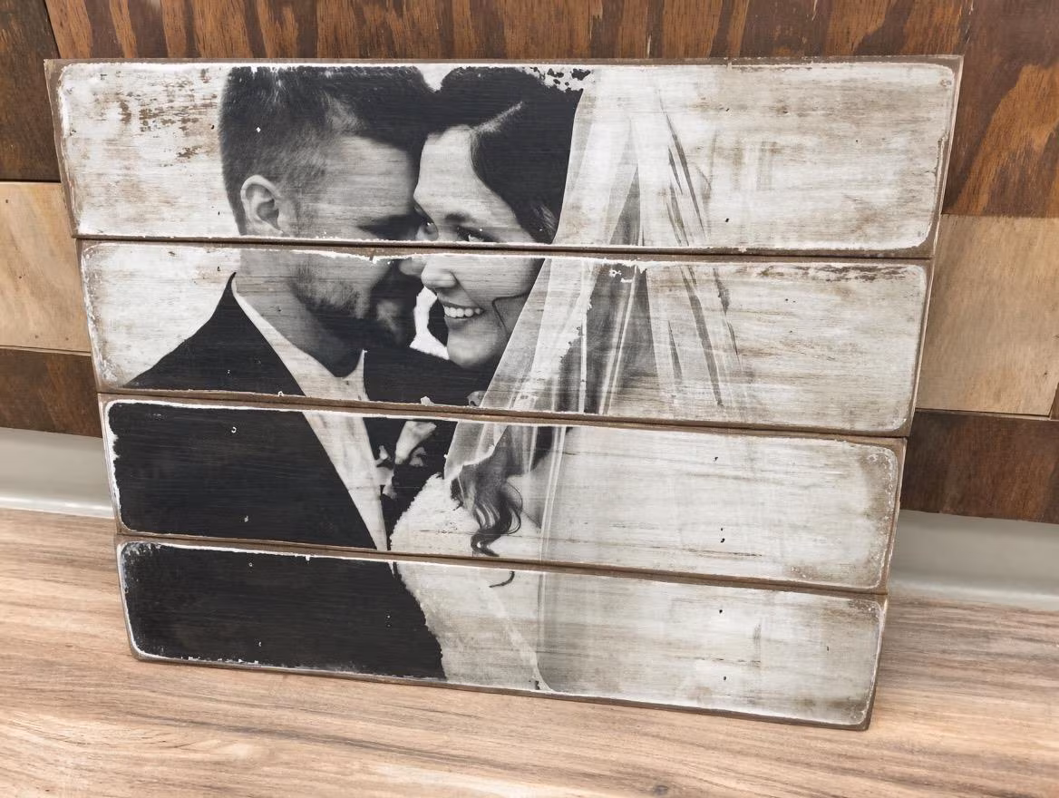 Custom Photo on Wood, Anniversary Gift, Wedding Picture Frame, Senior Pictures