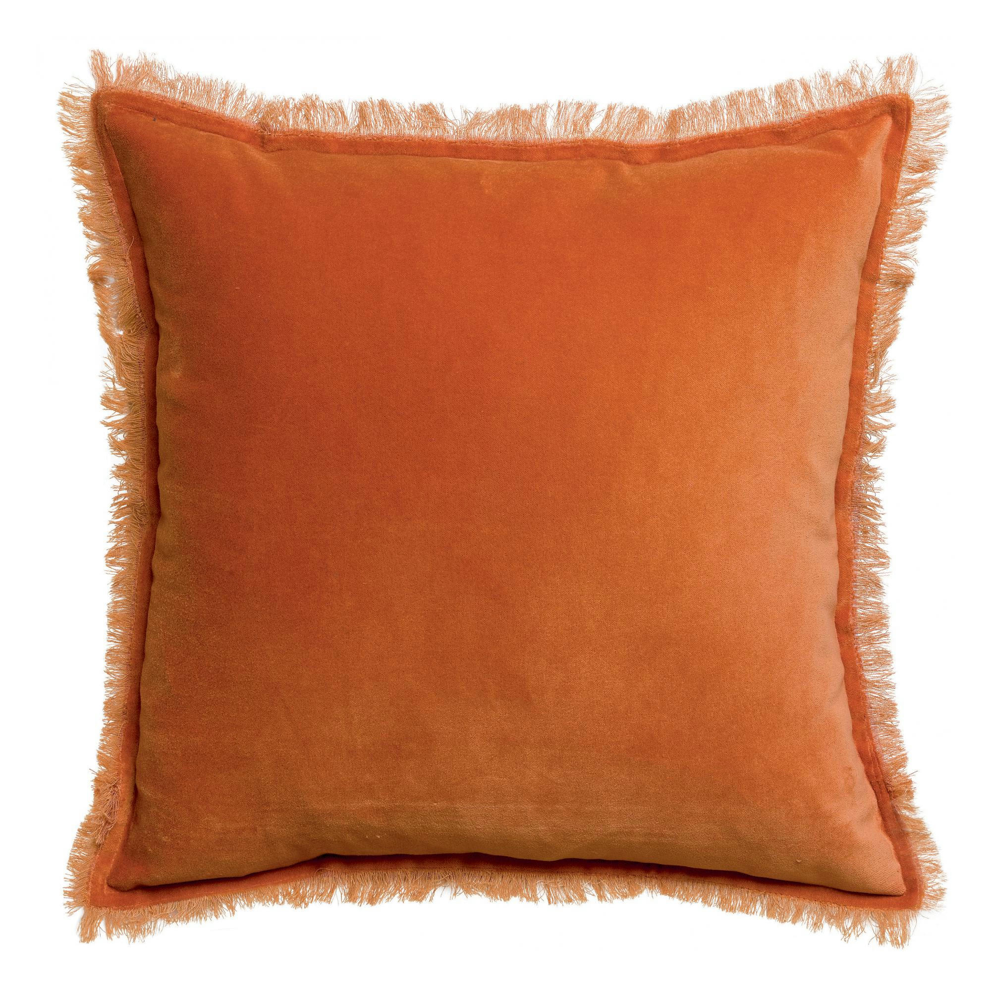 FARA - Coussin uni  en coton ambre 45 x 45