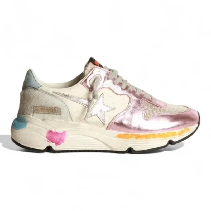 Running Sole sneakers in laminated pink with silver star
