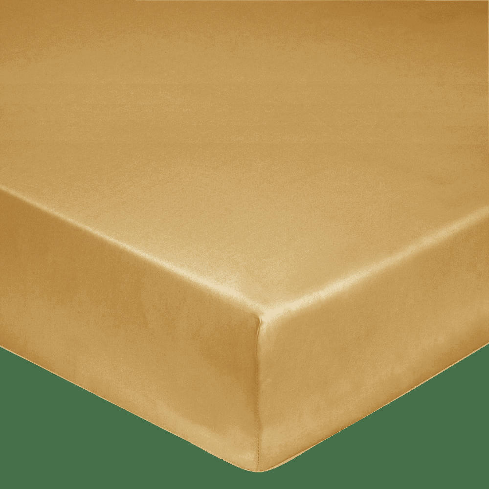 FLANDRES - Drap housse en coton lin lavé curry 160 x 200 cm