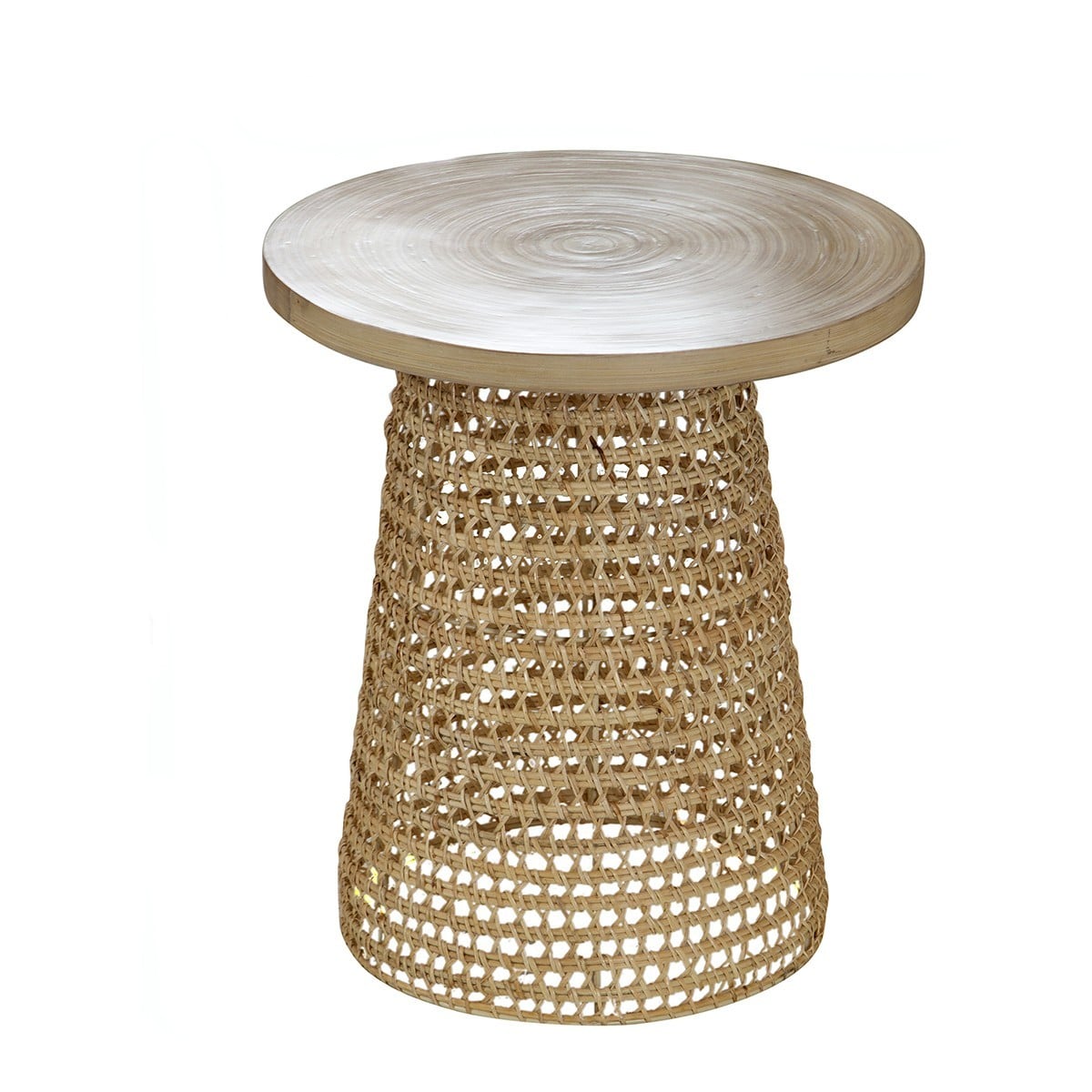 Calicosy - Bamboe tafelblad met rotan voet 40x40x45 cm