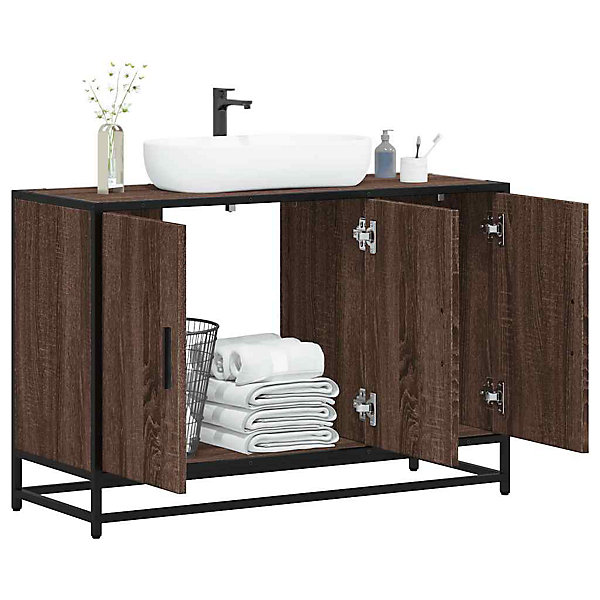 Armoire de lavabo de salle de bain chêne marron 90x33x60 cm vidaXL