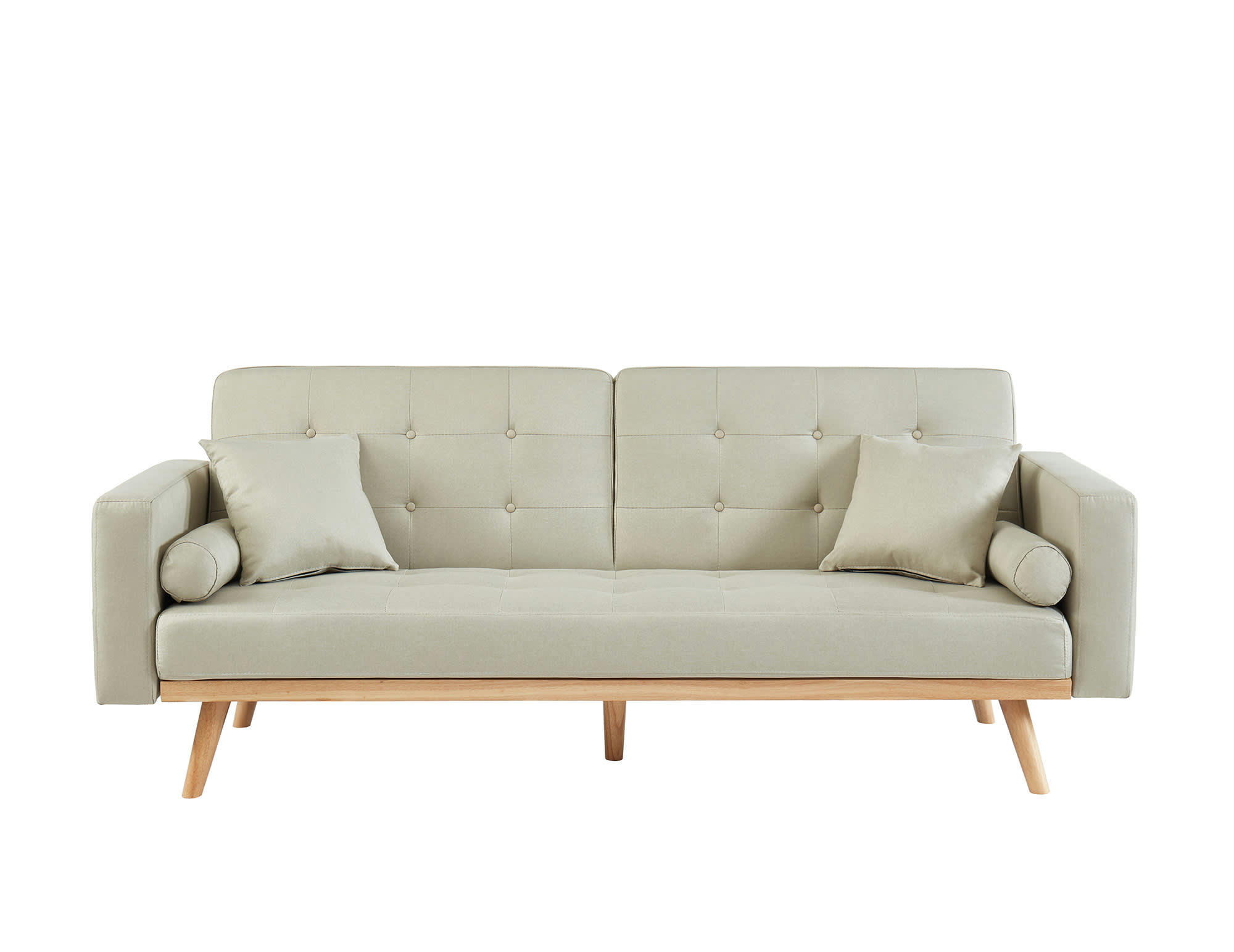 KELLY - Canapé droit convertible en tissu 3 places beige