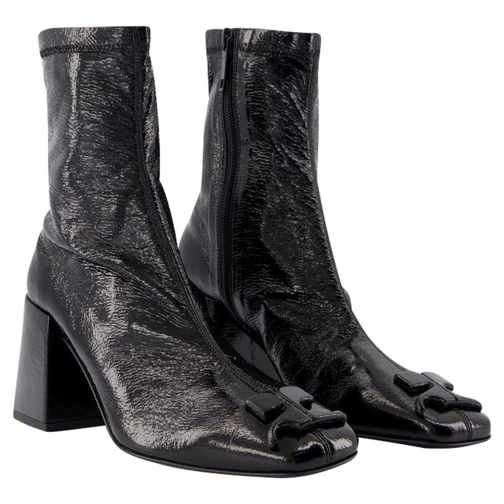 Courreges Patent Leather Ankle Boots Wo - Black