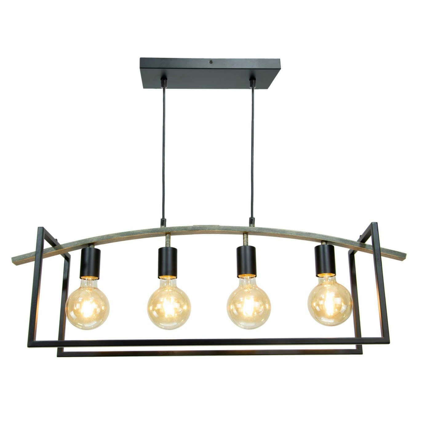 WITTEN - Suspension en métal gris anthracite et peinture effet bois