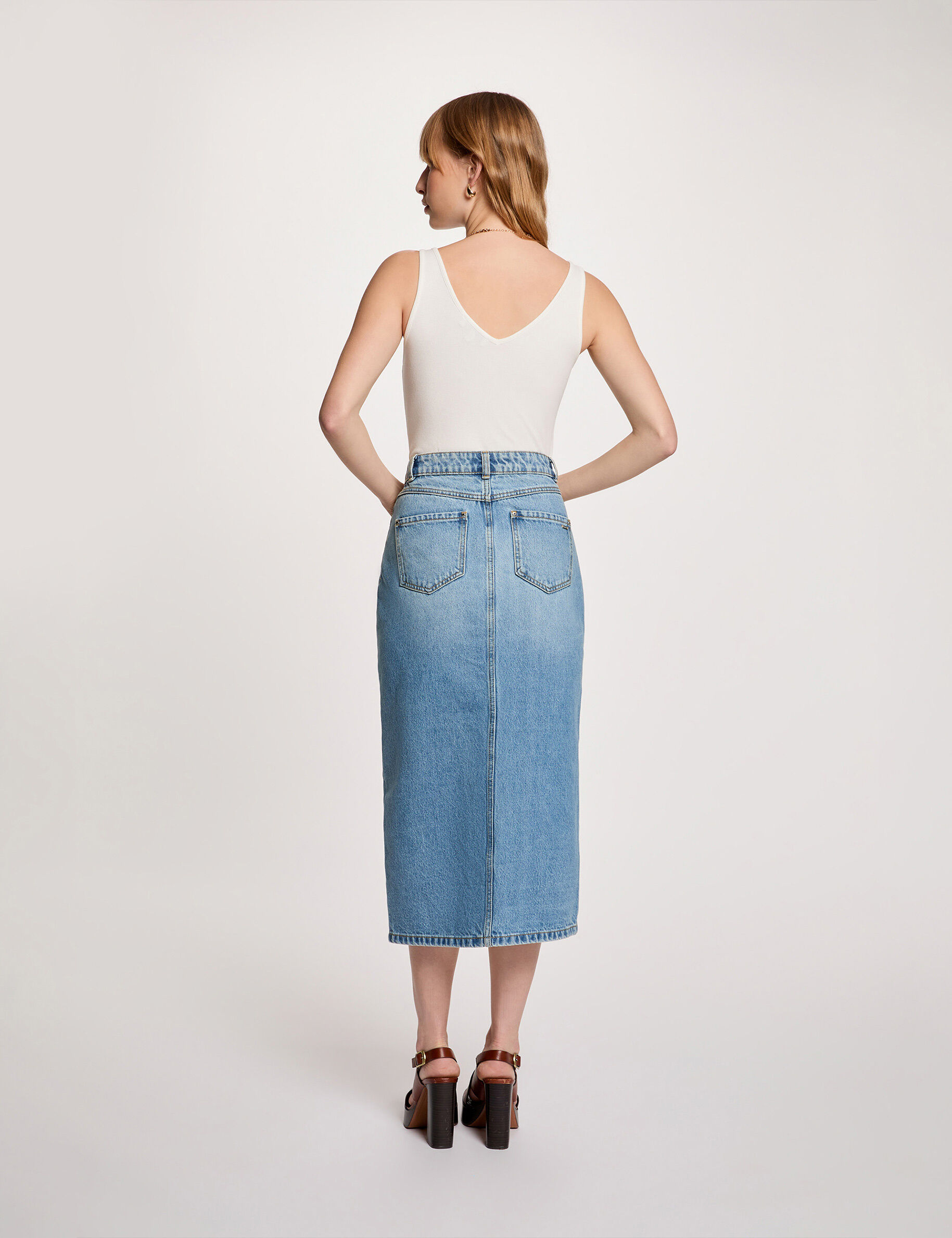 Fitted V-Neck Tank Top White Women