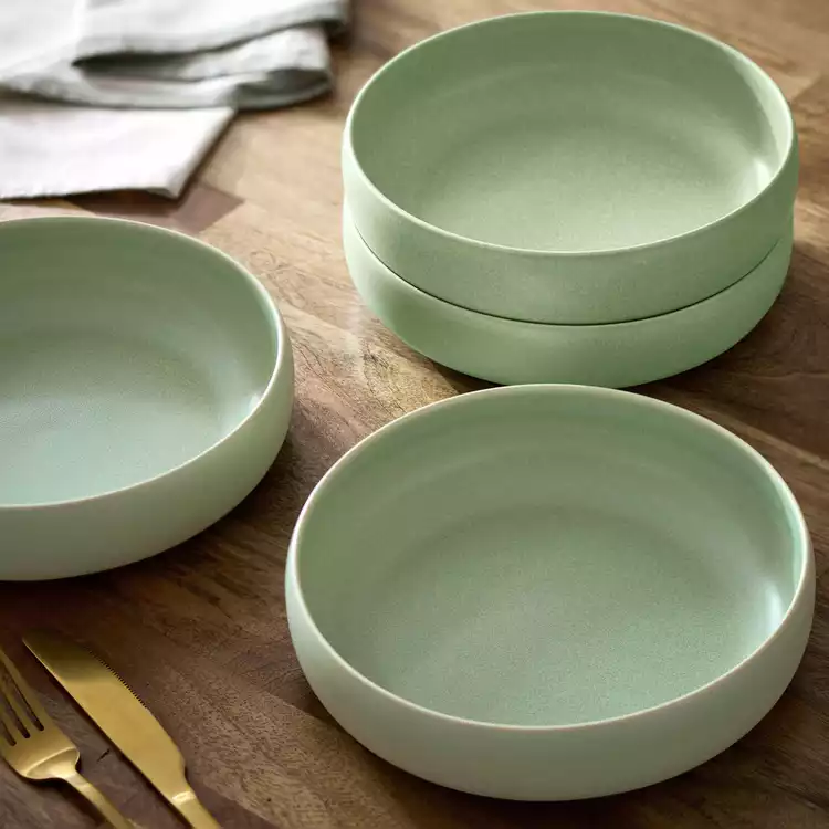 Habitat 4 Piece Reactive Stoneware Pasta Bowls - Green