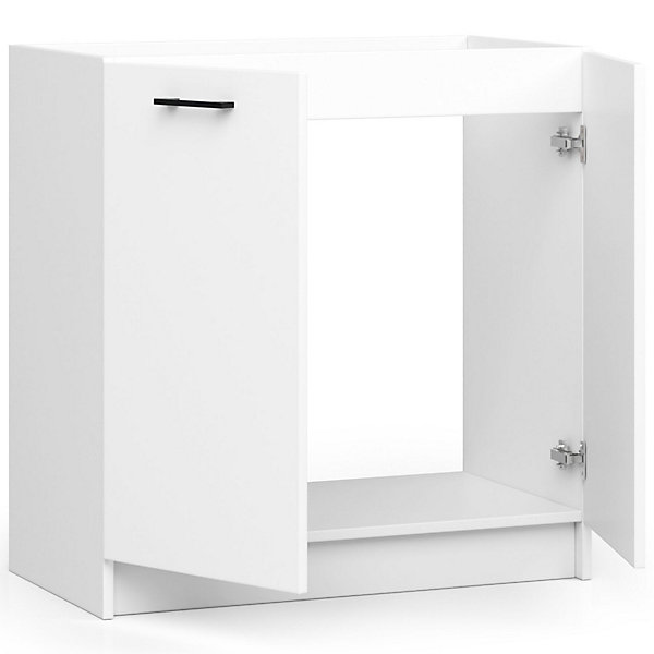 Meuble évier de cuisine : 2 portes, 1 étagère, blanc, 80 x 82 x 46 cm