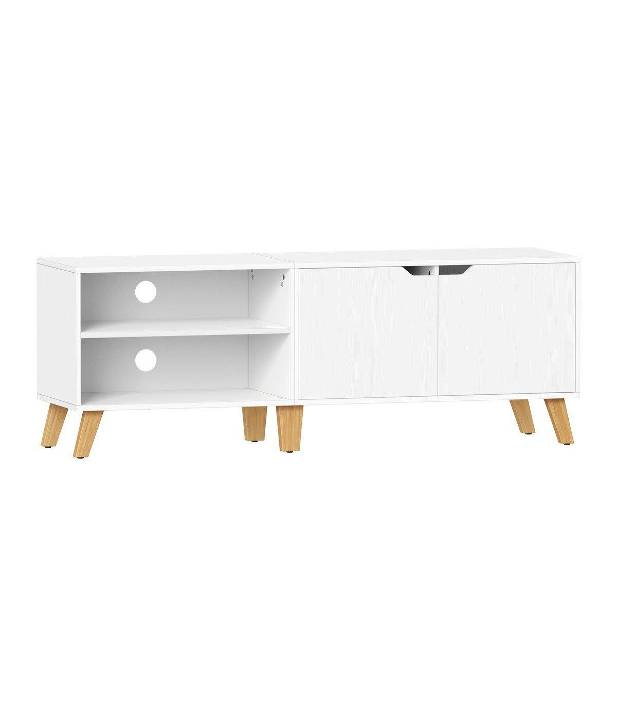 - Meuble TV 2 niches et 2 portes blanc - L140 cm