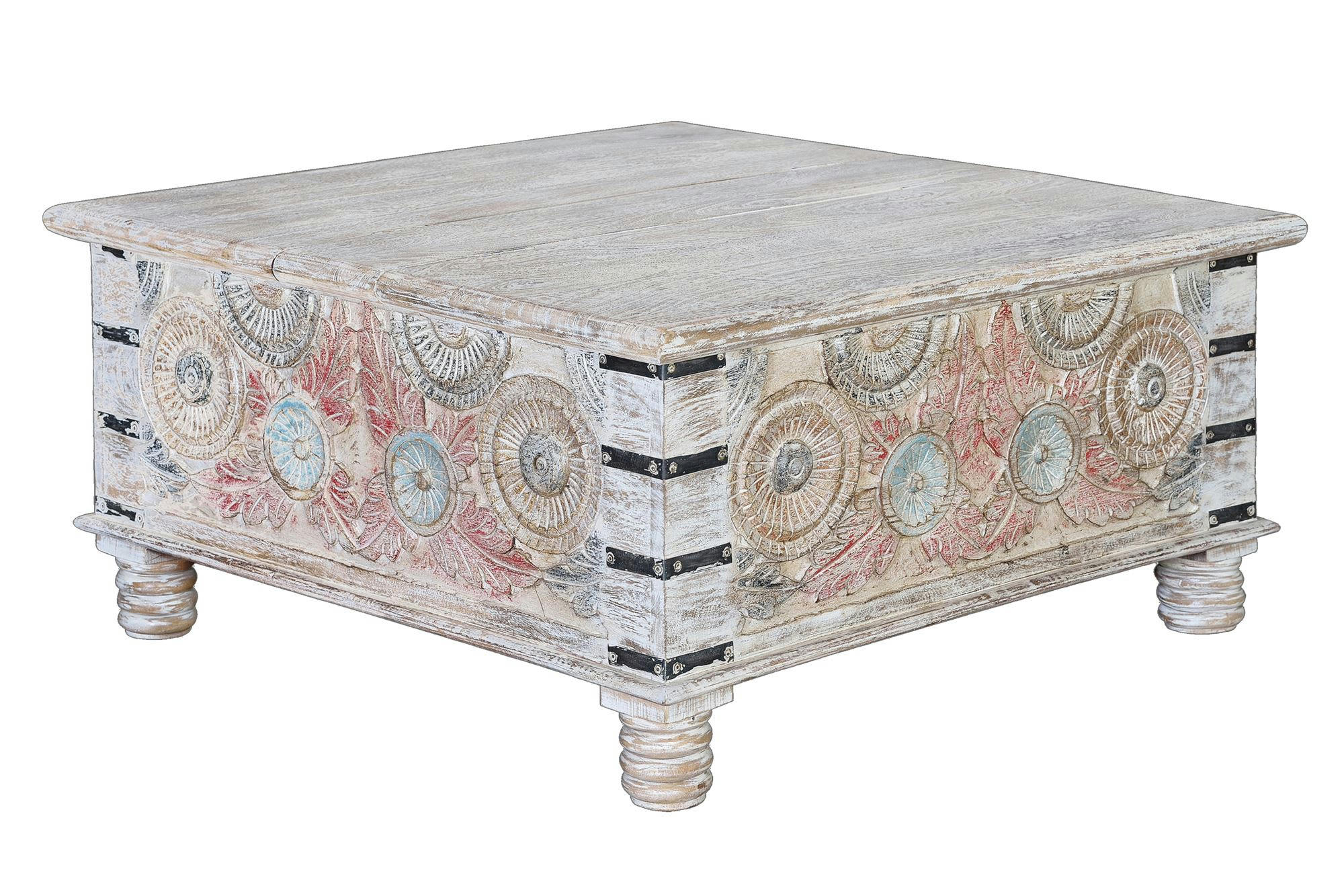 - Table basse en manguier multicolore