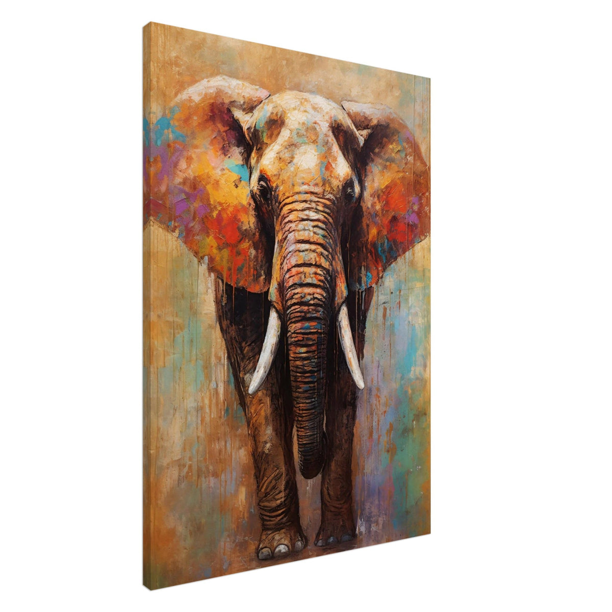 Artfulprints Canvas Artistic elephant canvas - 100x150 cm - Meerkleurig