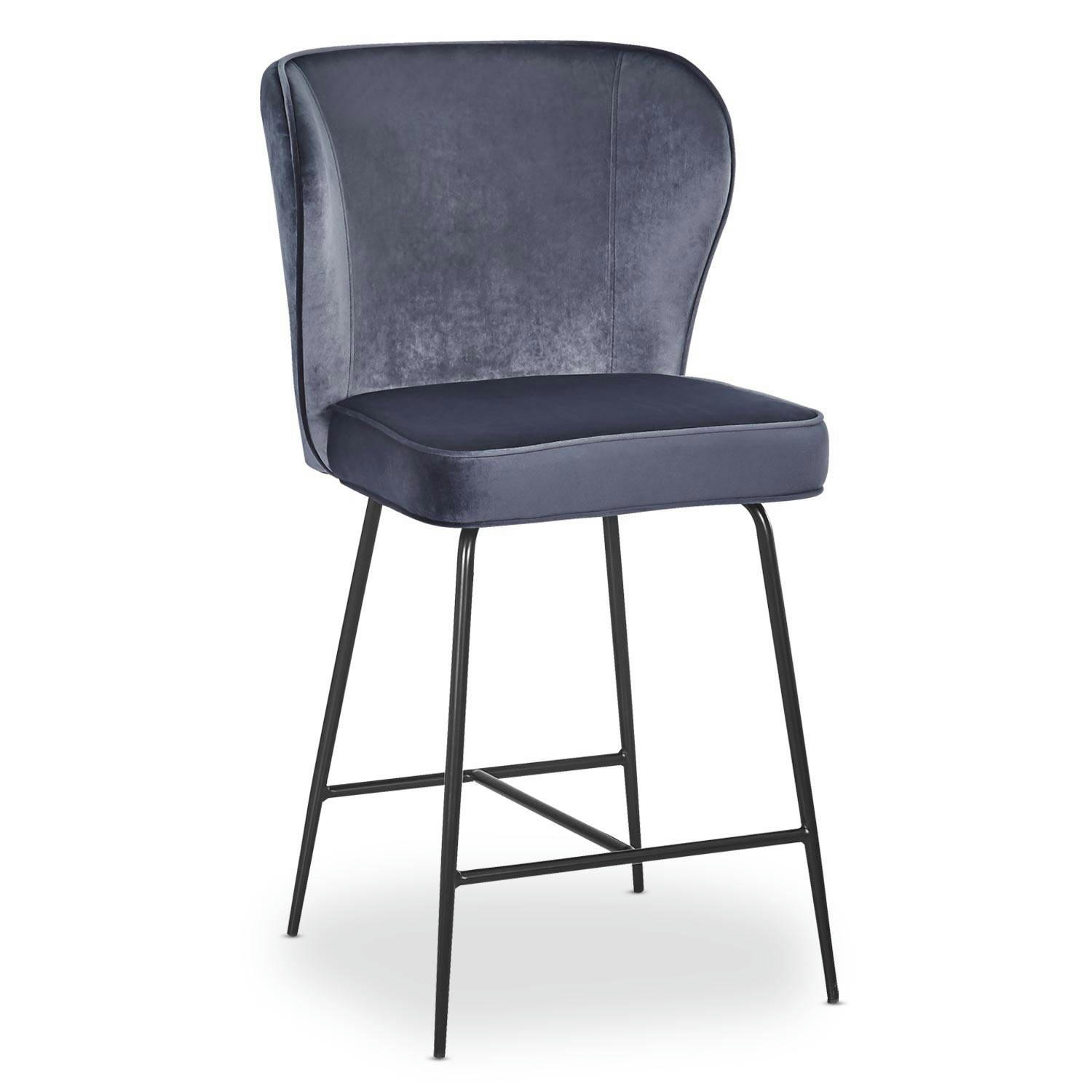 ELSA - Chaise de bar velours gris