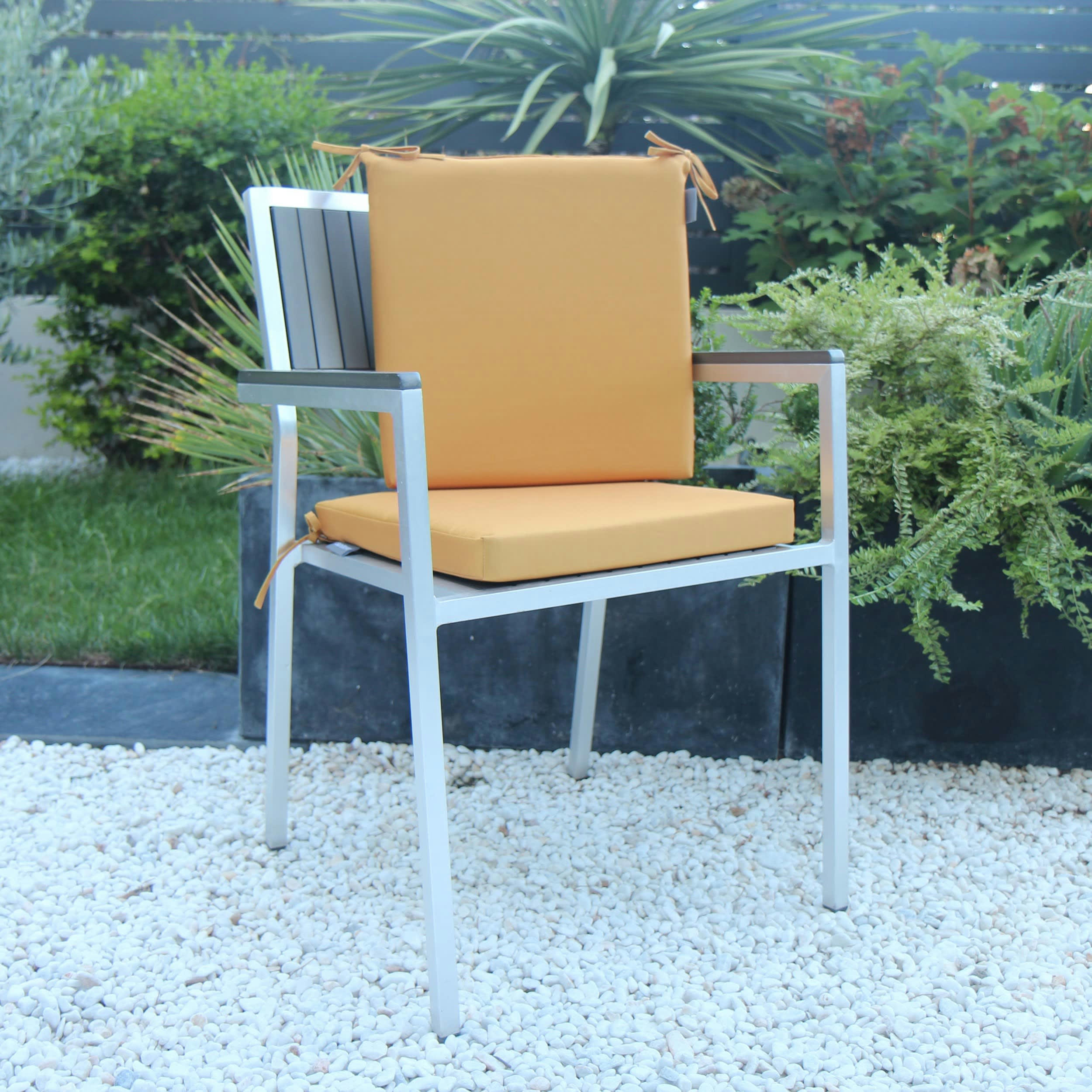 JUAN LES PINS - Galette de chaise carré en fibre synthétique jaune 40x40