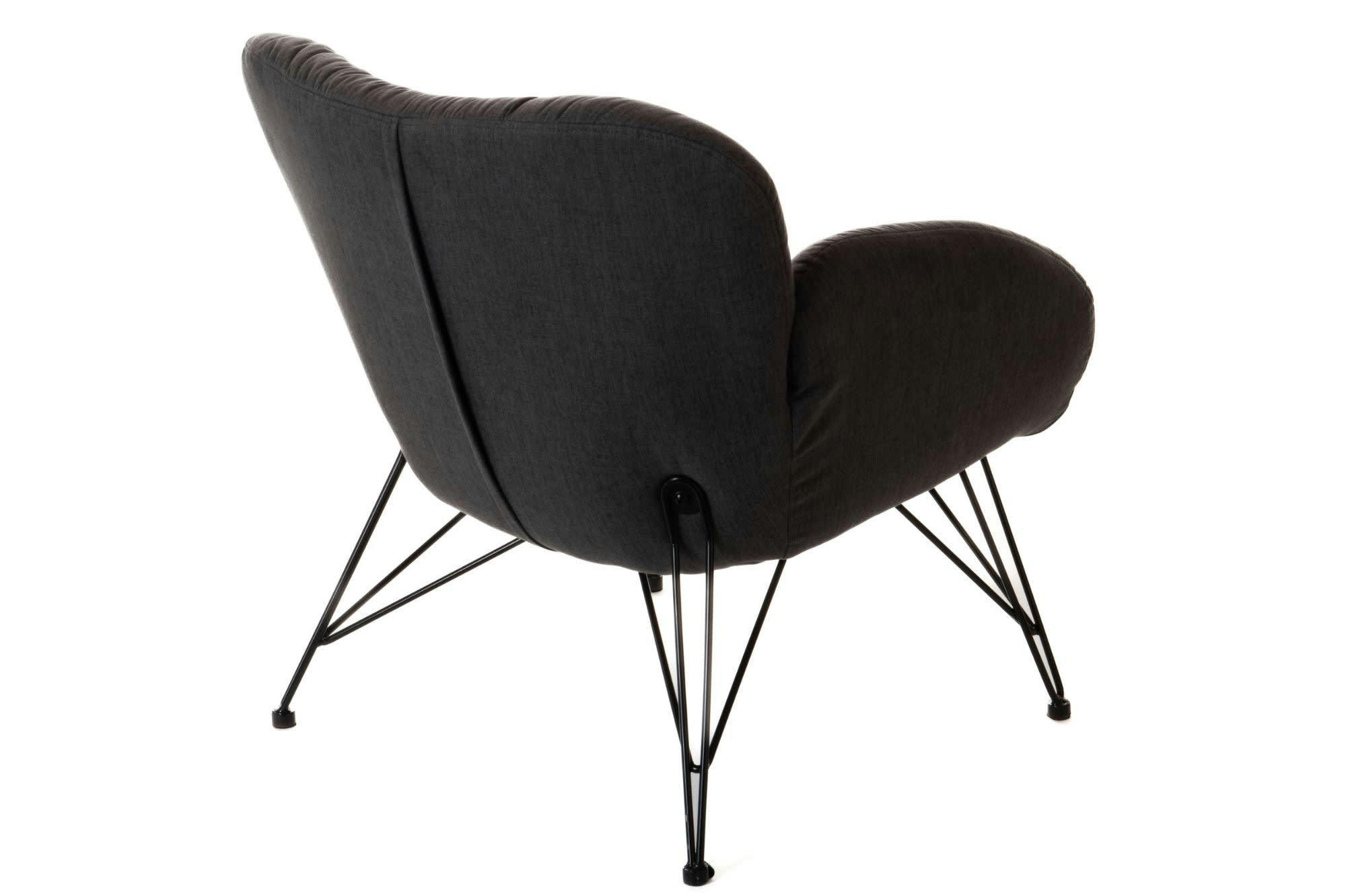 ATLANTIQUE - Fauteuil lounge en tissu et piétement en métal noir