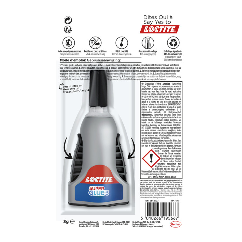 Colle Super Glue-3 Control 3 g LOCTITE