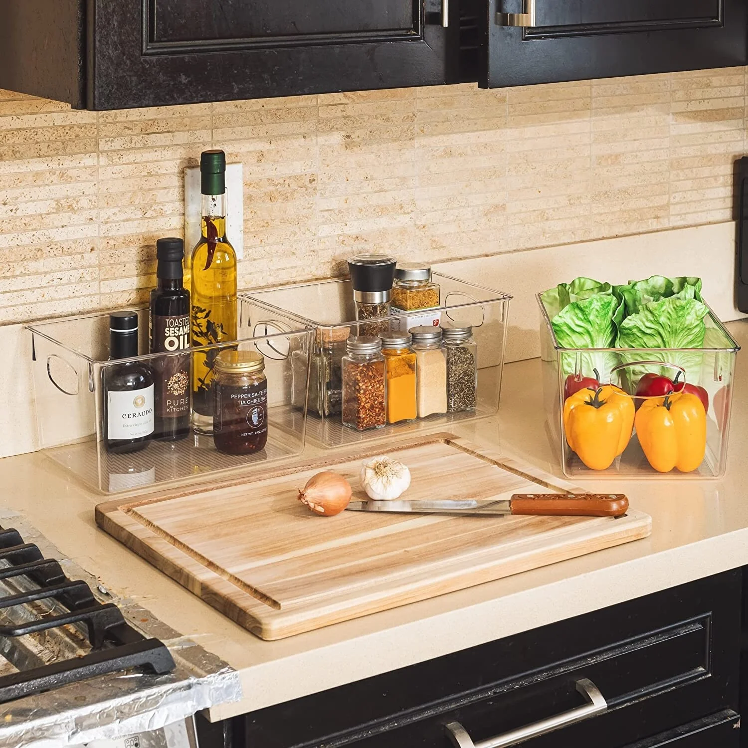 Sorbus Clear Plastic Organizer Storage Bin Containers for Pantry Food & Kitchen Fridge (8-Pack)