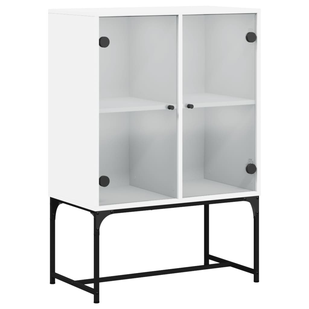 Szafka Regał Biała z Drzwiami Szklanymi 69x37x100 cm do Salonu