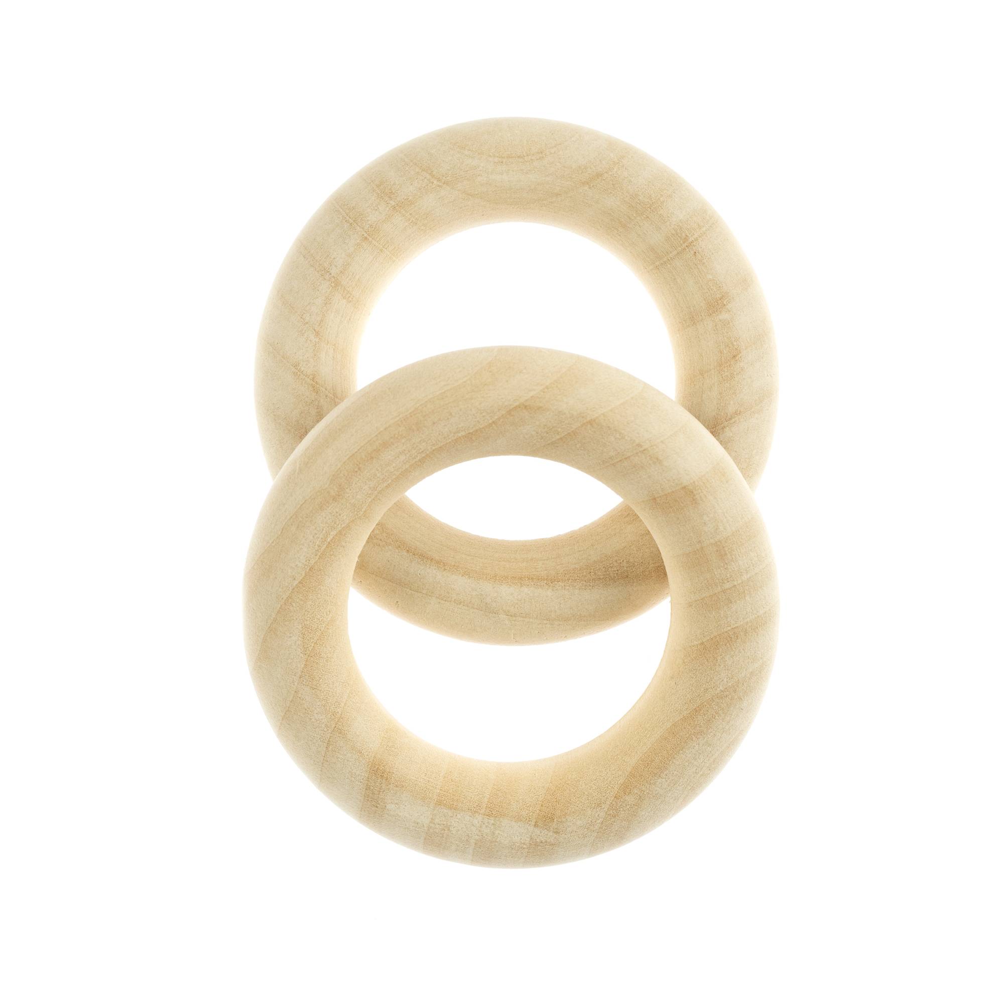 Natural Birch Wood Macram&eacute; Rings 5cm 2 Pack