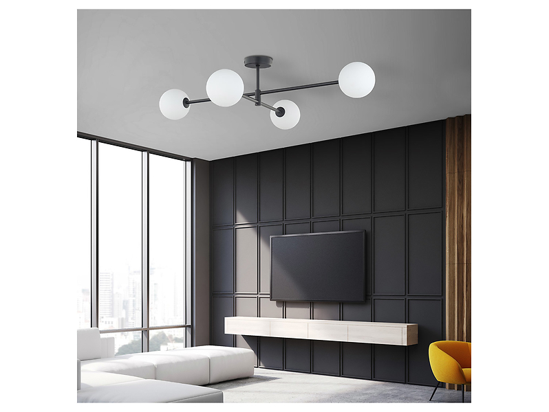 Lampa wisząca Sarius 4-punktowa szklana biało-czarna