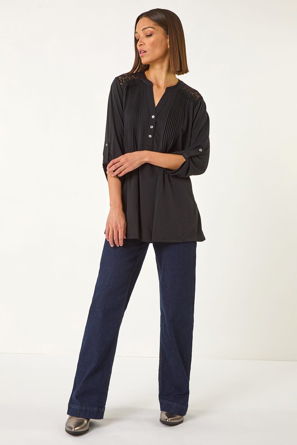 Roman Lace Trim Buttoned Shirt