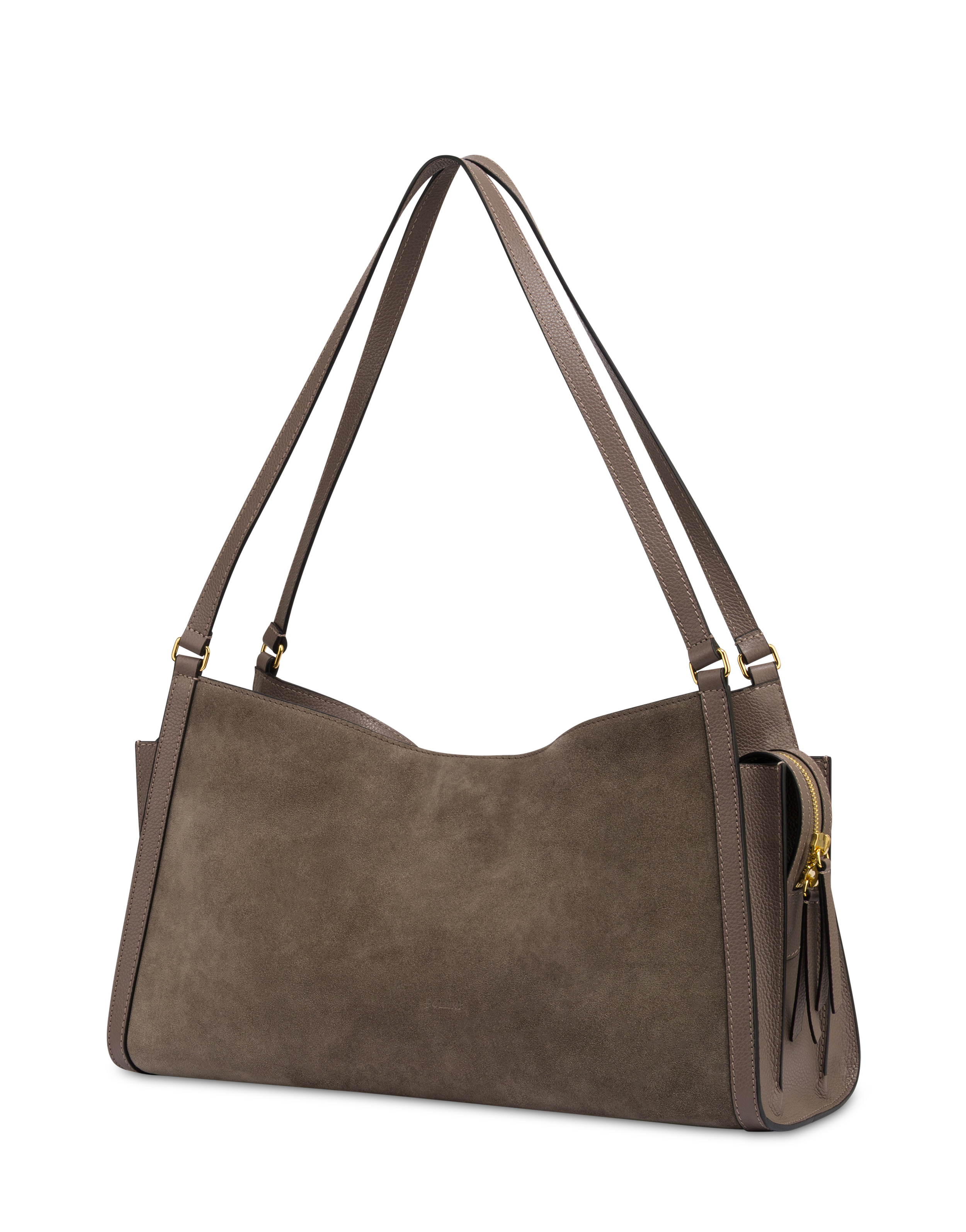Borsa A Spalla Empire In Crosta E Vitello Taupe/taupe