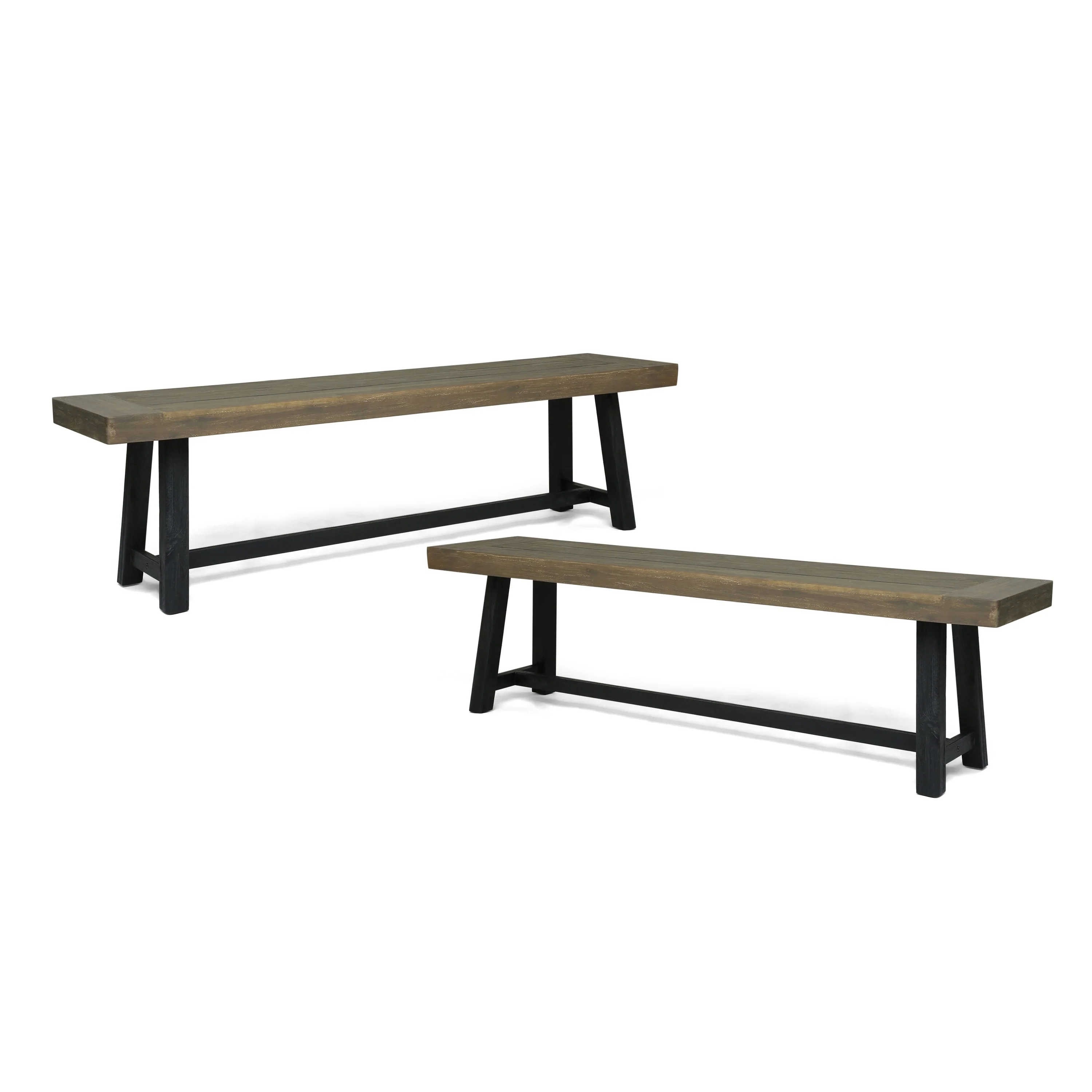 Raphael Acacia Wood Outdoor Bench (Set of 2)by Christopher Knight Home