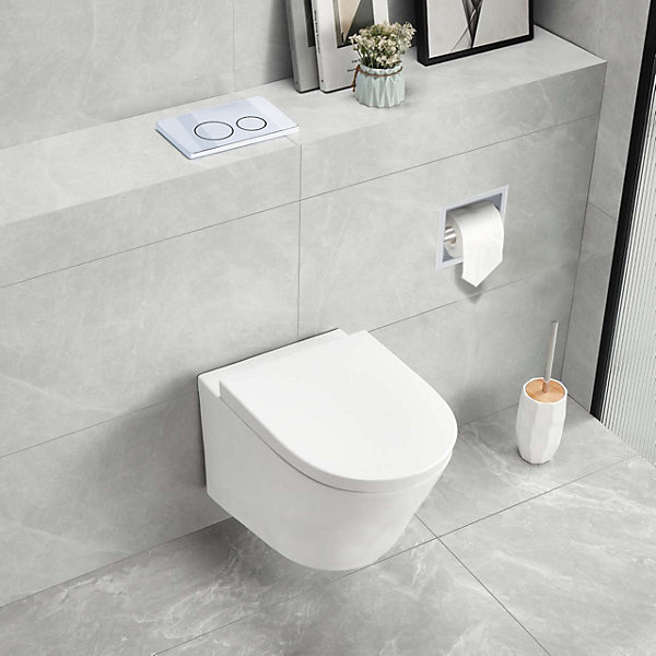 Balneo Plaque de commande WC OXO chrome - plaque encastrée pour bâti-support - double touche 2 fonctions